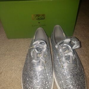 Kate Spade Kids Silver Glitter Sneakers
